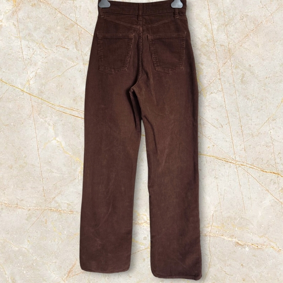 ZARA Women's Brown High Waist Straight Leg Corduroy Pants - Picture 13 of 16